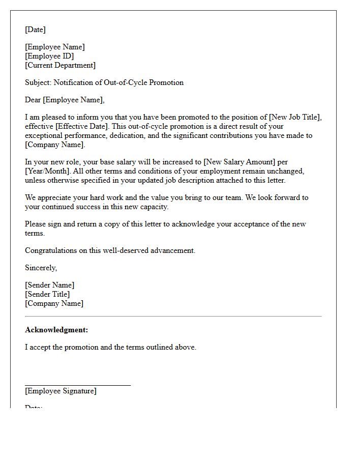 Out-of-Cycle Promotion Letter