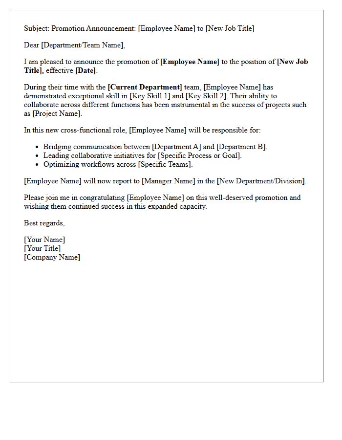 Cross-Functional Team Promotion Letter