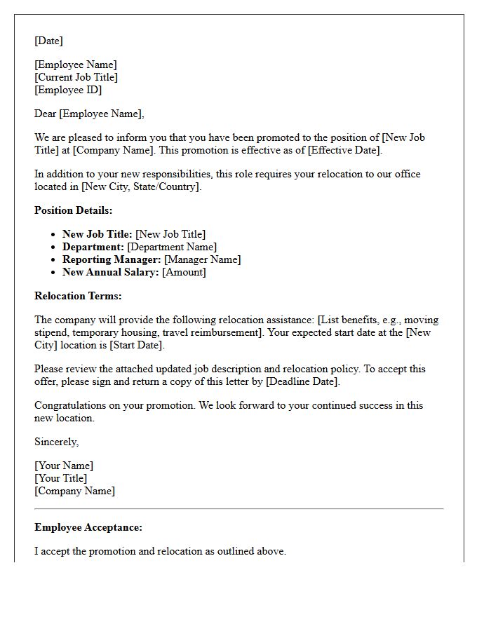 Relocation and Role Promotion Letter