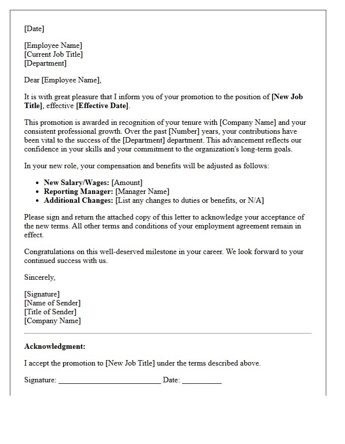 Standard Tenure-Based Promotion Letter