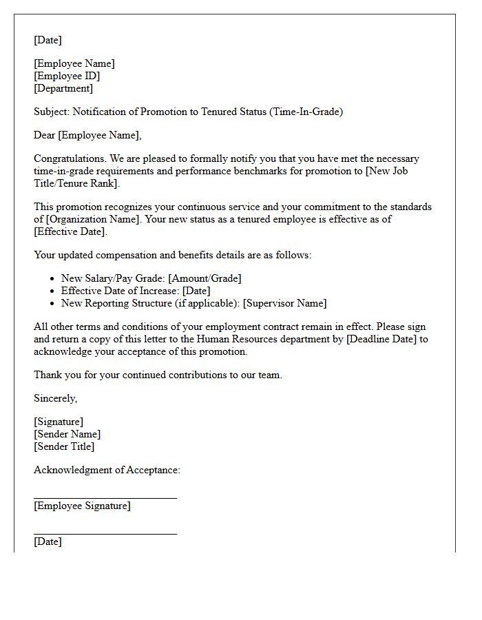 Time-In-Grade Tenure Promotion Letter