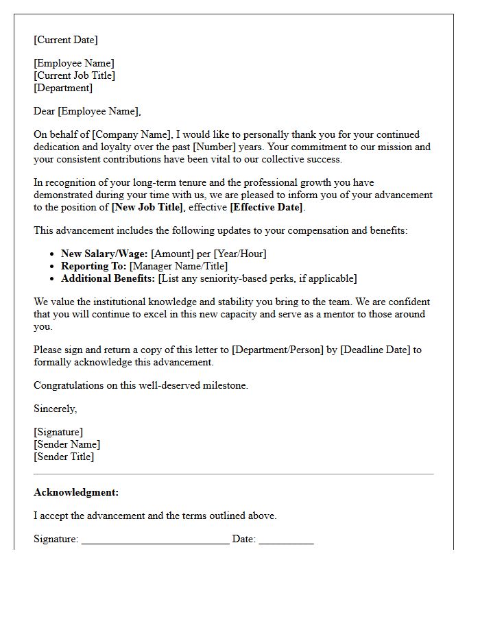 Loyalty and Tenure-Based Advancement Letter