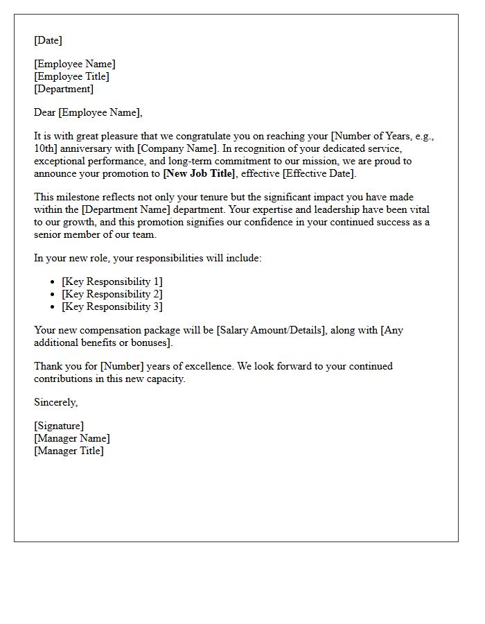 Milestone Anniversary Tenure Promotion Letter