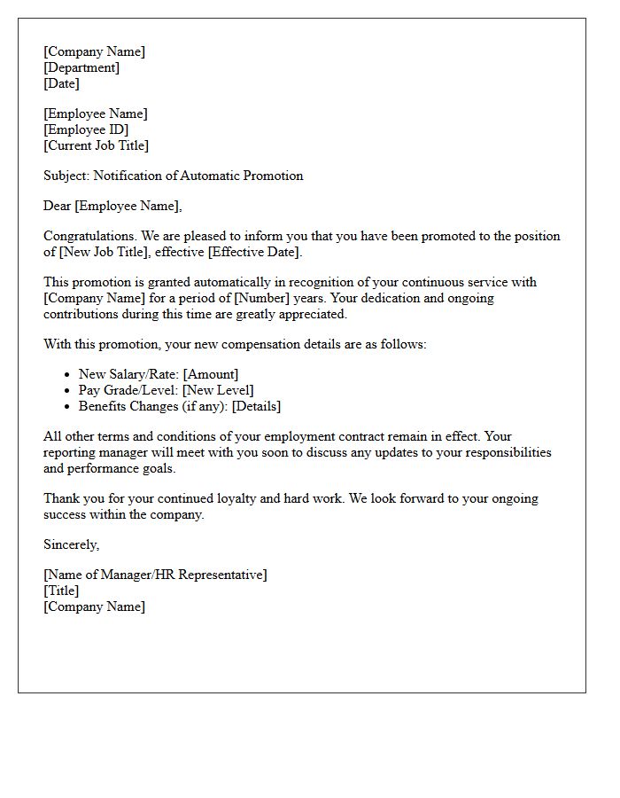 Continuous Service Automatic Promotion Letter