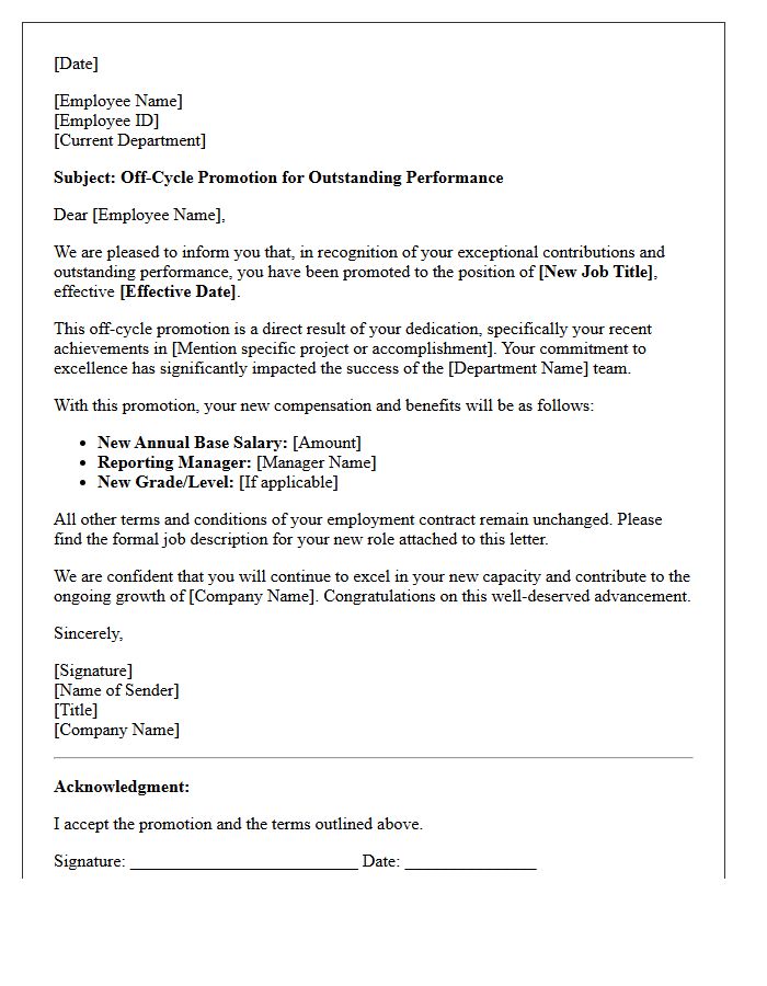 Outstanding Performance Off-Cycle Promotion Letter