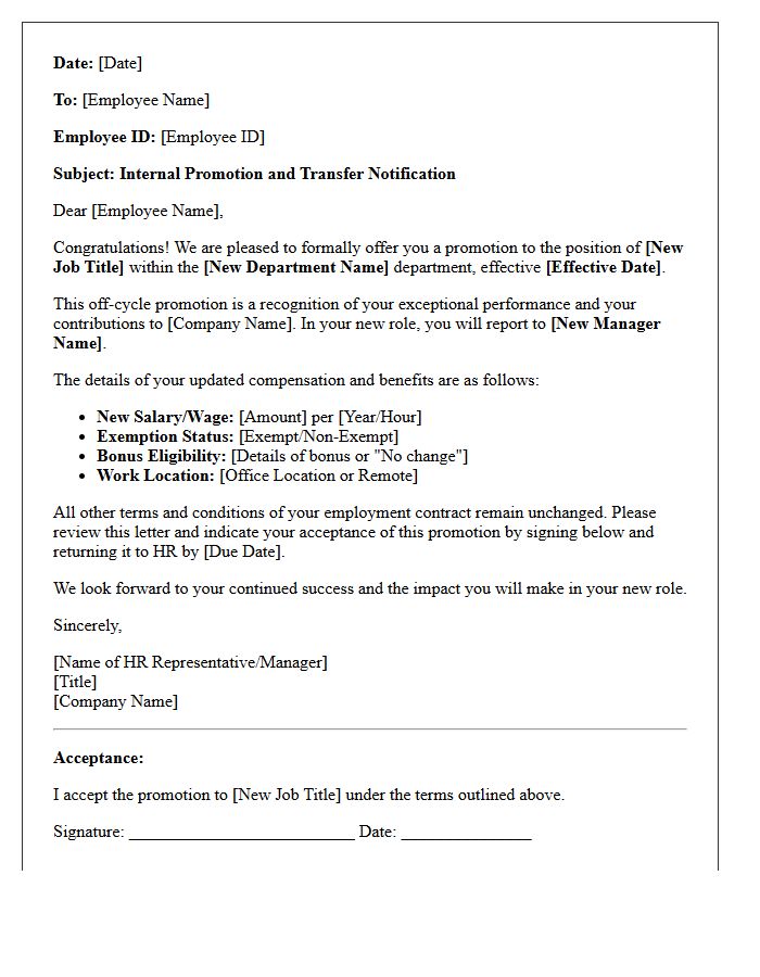 Internal Transfer Off-Cycle Promotion Letter