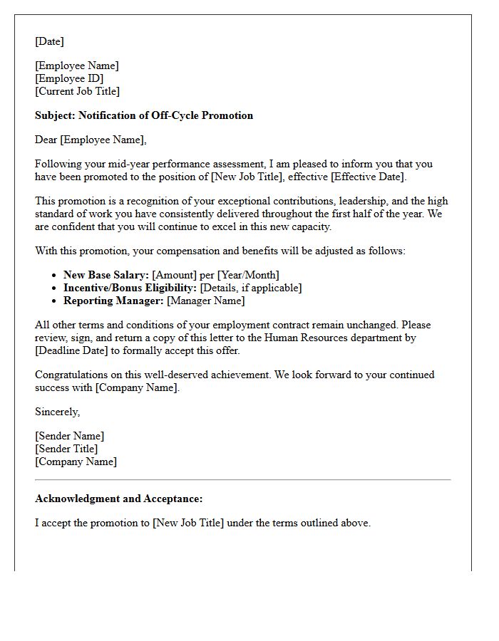 Mid-Year Assessment Off-Cycle Promotion Letter
