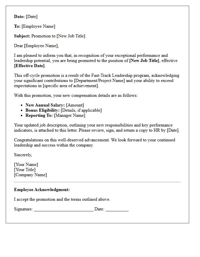 Fast-Track Leadership Off-Cycle Promotion Letter