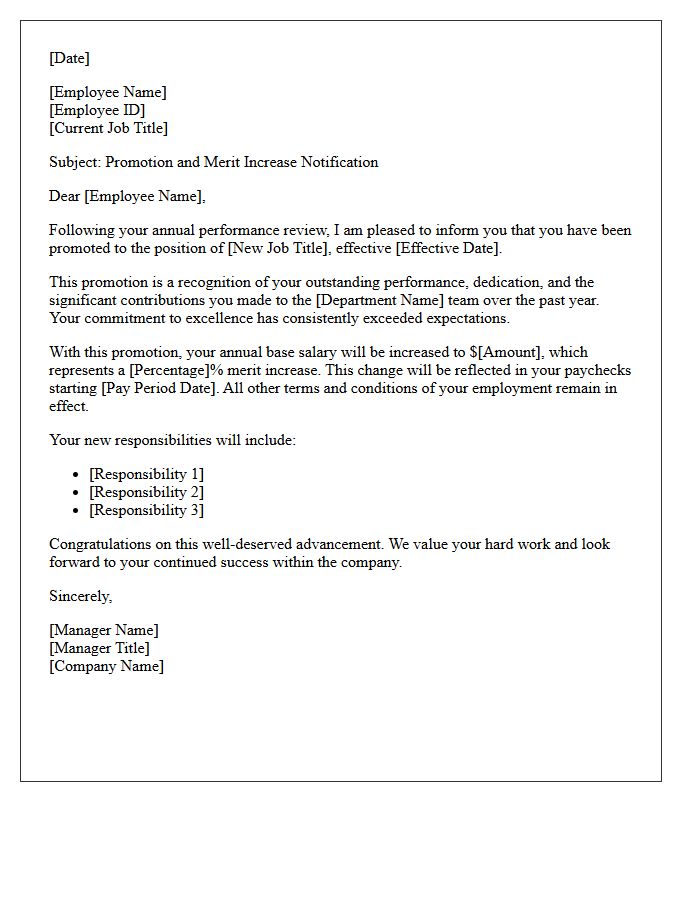 Merit Based Annual Review Promotion Letter