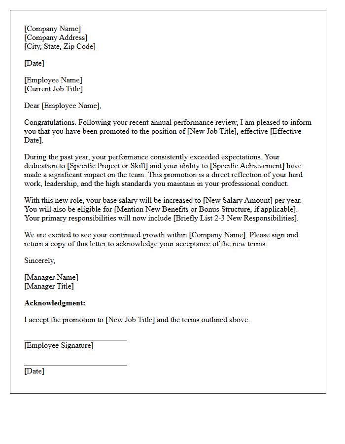 Exceeding Expectations Annual Review Promotion Letter