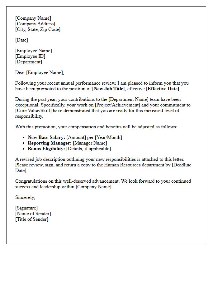 Corporate Staff Annual Review Promotion Letter