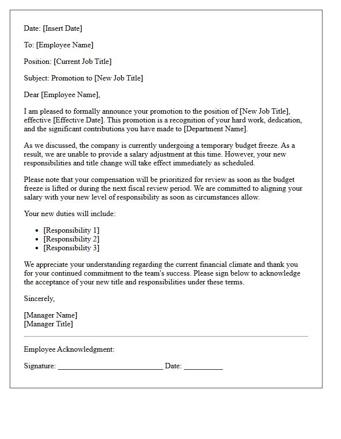 Budget Freeze Internal Promotion Letter