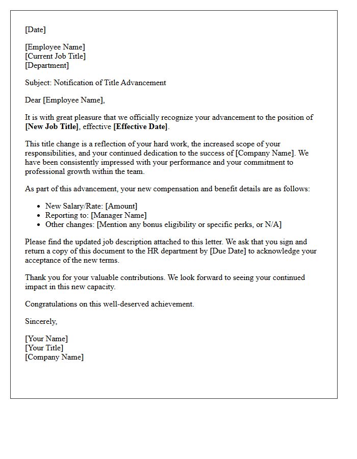 Title Advancement Recognition Letter