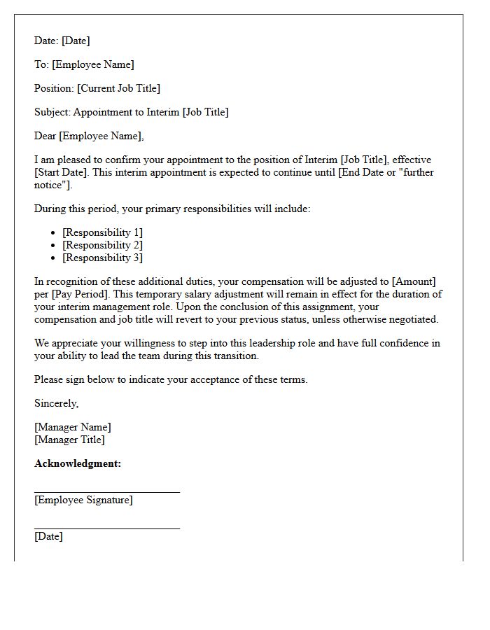 Interim Management Promotion Letter