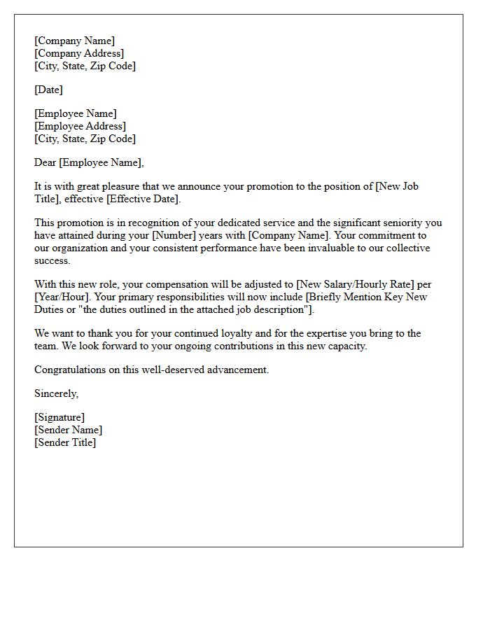 Seniority Recognition Promotion Letter