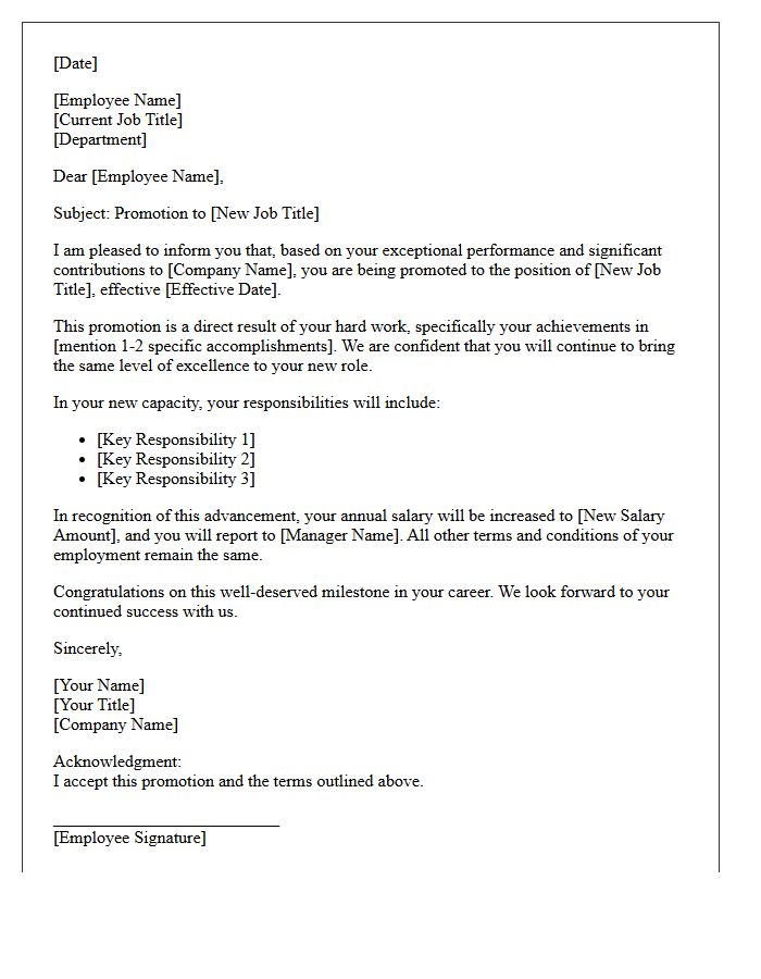 Performance Based Title Promotion Letter