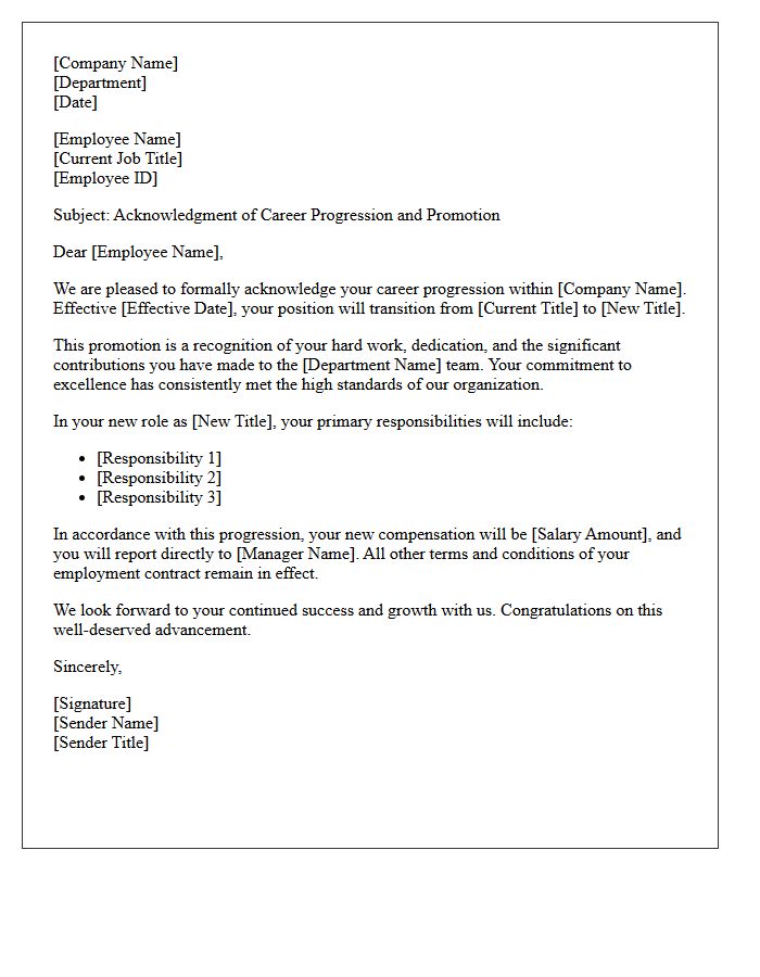 Career Progression Acknowledgment Letter