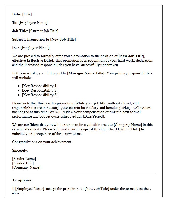 Official Dry Promotion Offer Letter