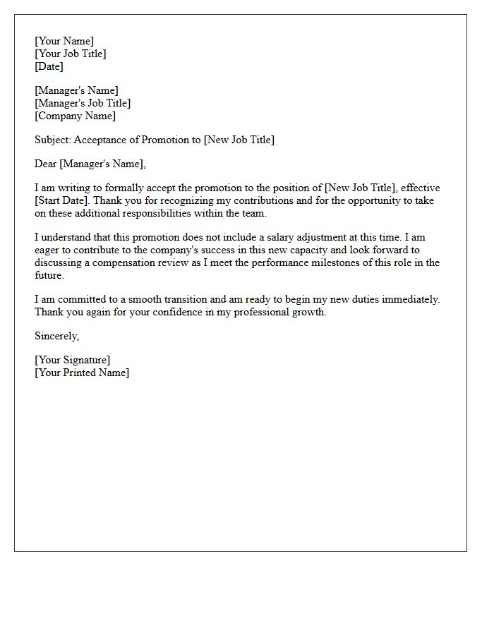 Dry Promotion Acceptance Acknowledgment Letter