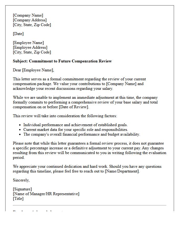 Future Compensation Review Commitment Letter