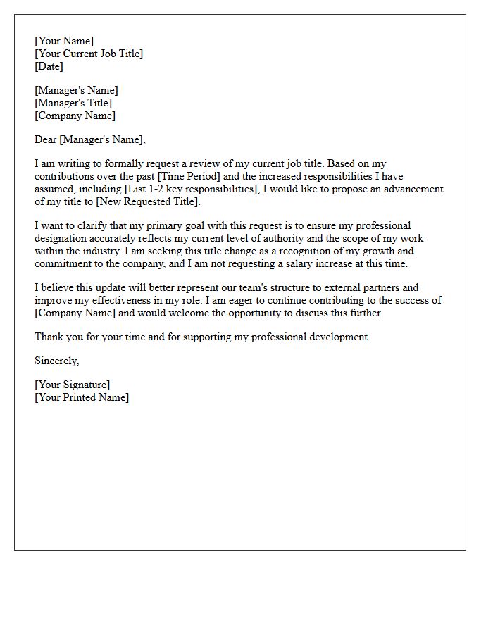 Title Advancement Without Salary Increase Letter