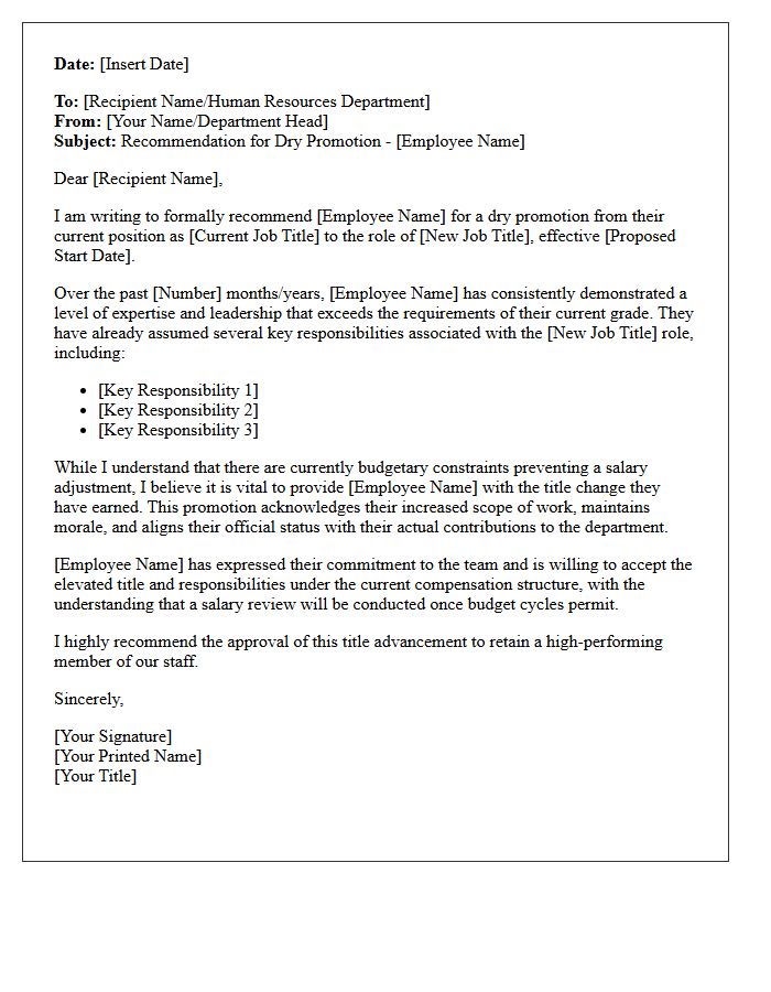 Departmental Dry Promotion Recommendation Letter