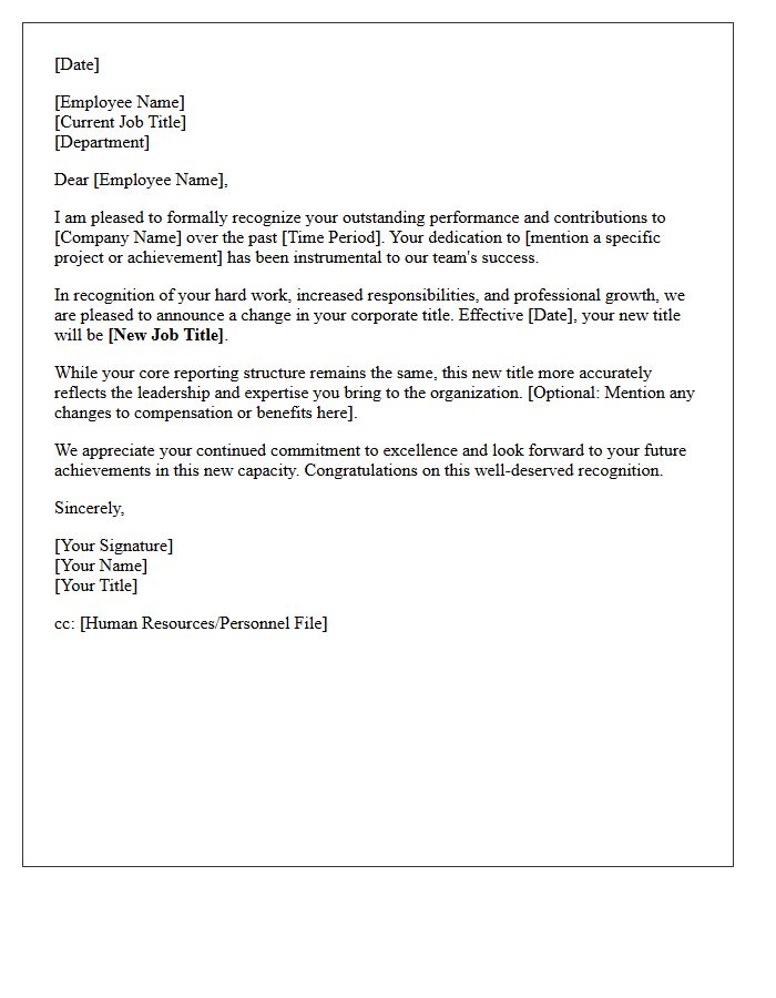 Performance Recognition And Title Change Letter