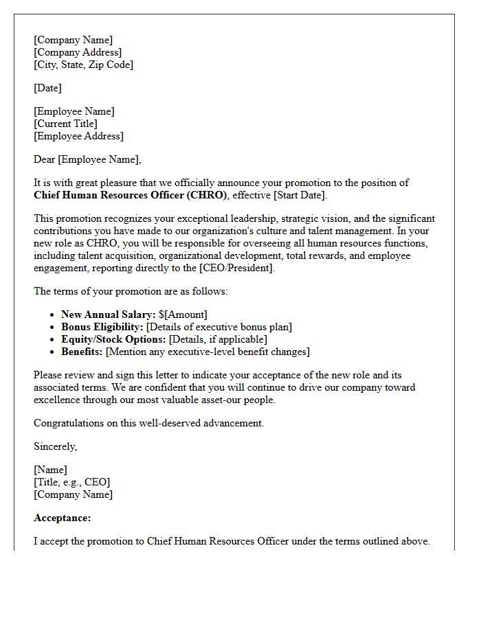 Chief Human Resources Officer Promotion Letter