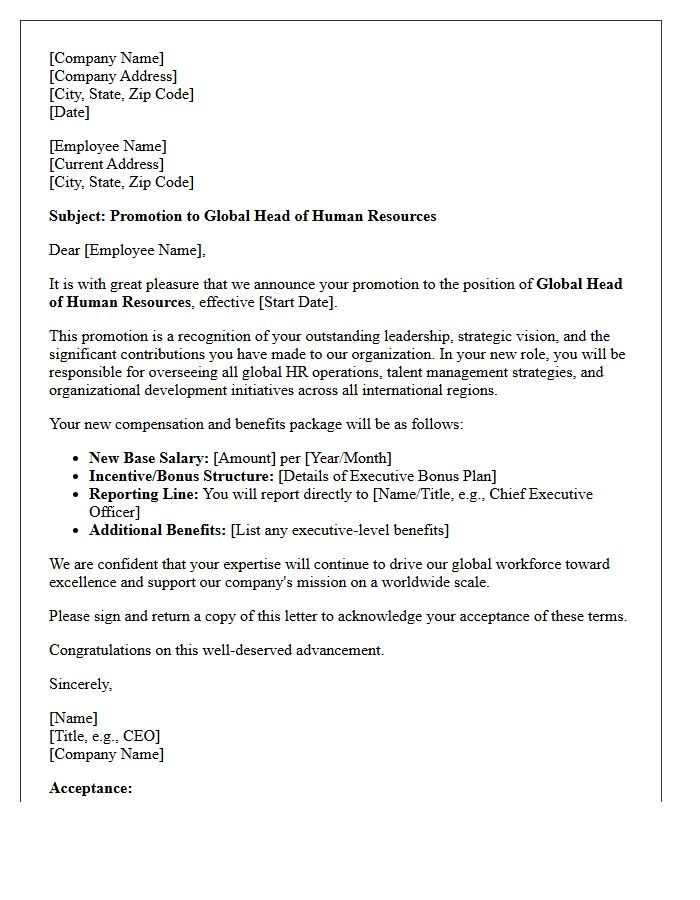Global Head Of Human Resources Promotion Letter