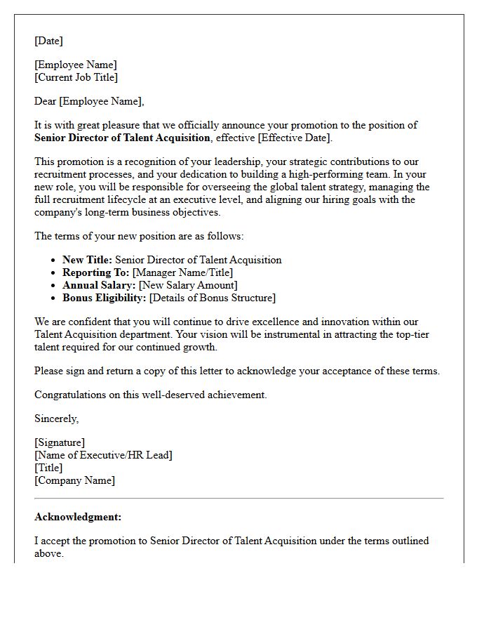Senior Director Of Talent Acquisition Promotion Letter