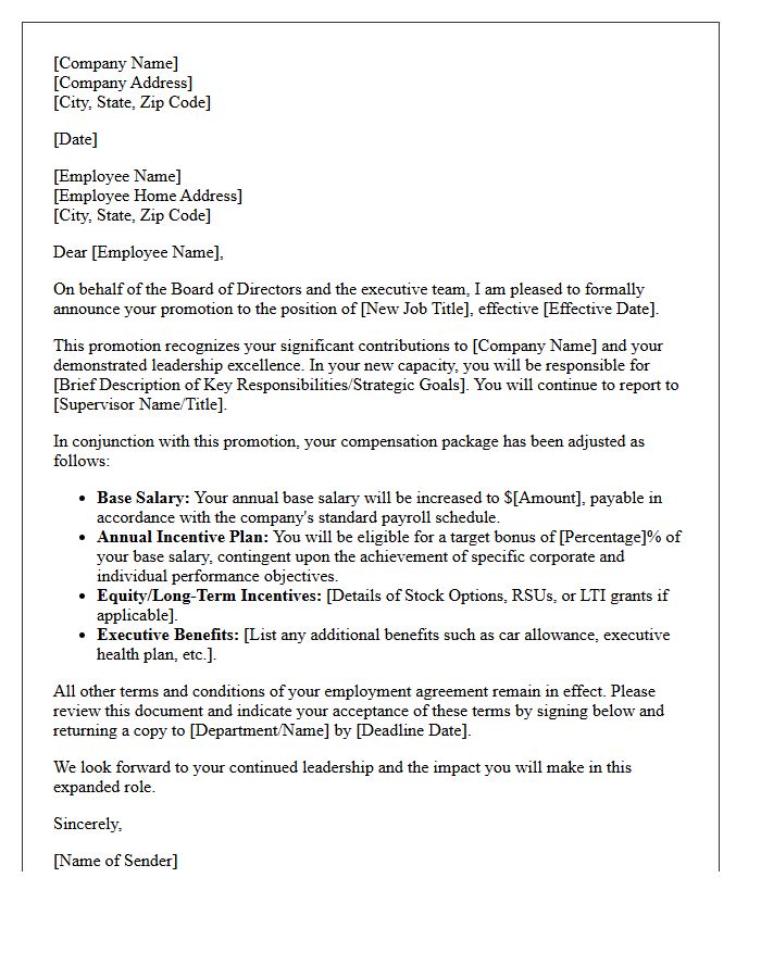 Senior Management Compensation And Promotion Letter