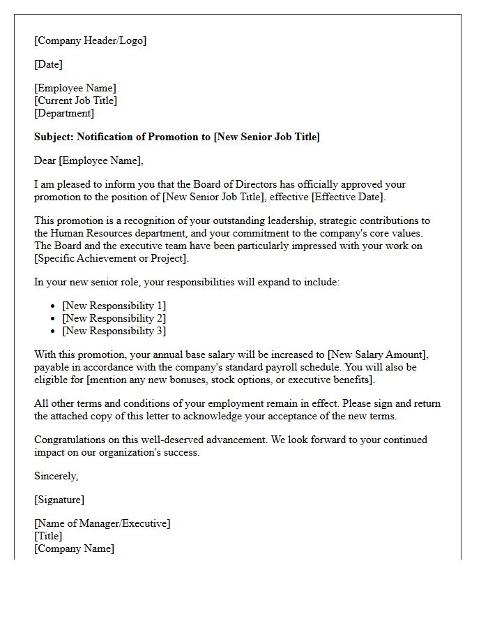 Board Approved Senior Human Resources Promotion Letter