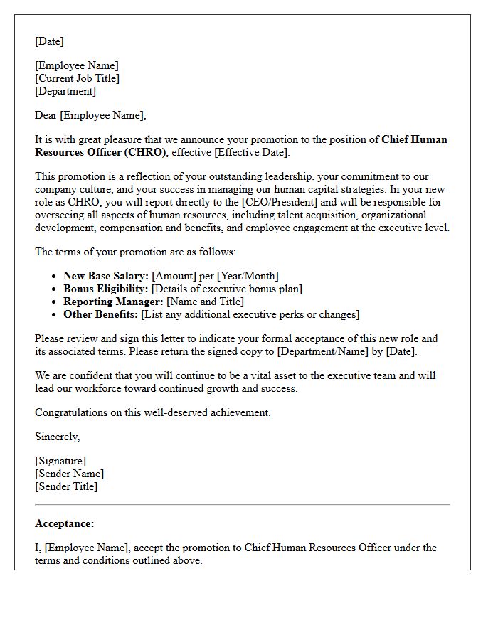 Chief Human Resources Officer Promotion Letter