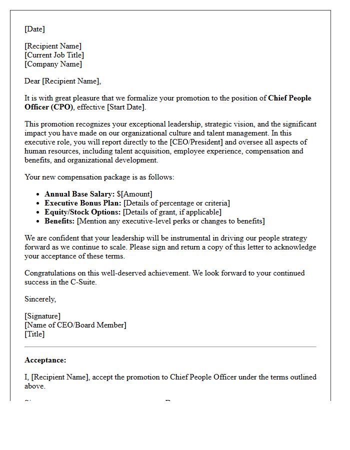 Chief People Officer Executive Promotion Letter