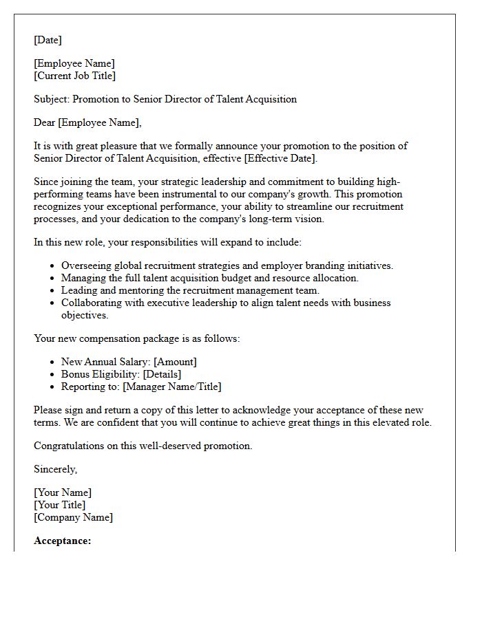 Senior Director Of Talent Acquisition Promotion Letter