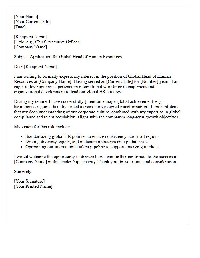 Global Head Of Human Resources Advancement Letter