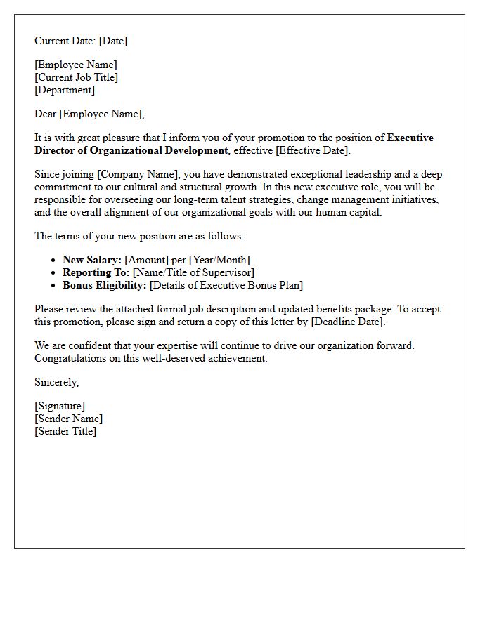 Executive Director Of Organizational Development Promotion Letter