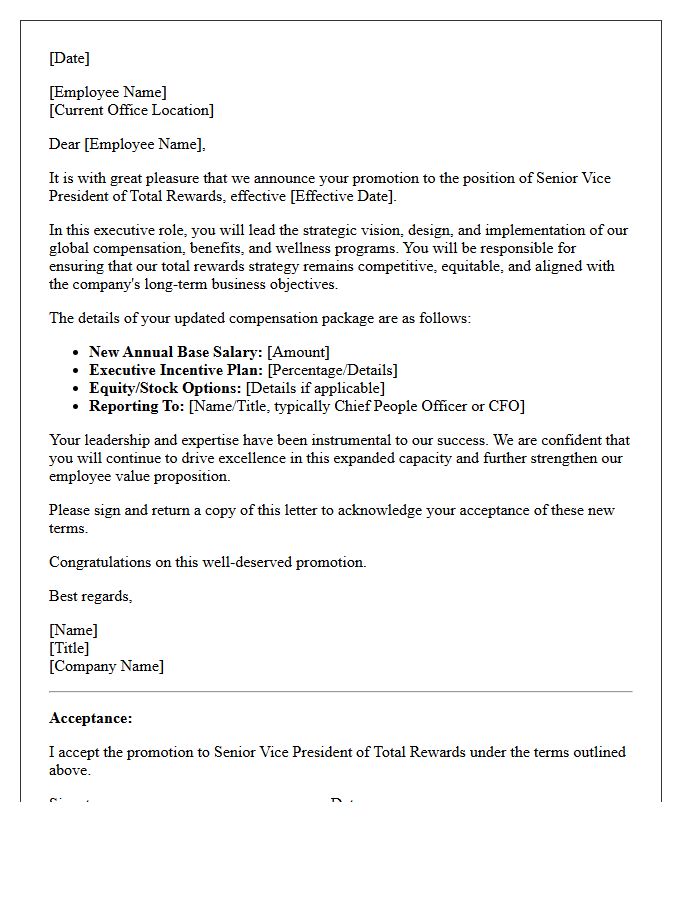 Senior Vice President Of Total Rewards Promotion Letter
