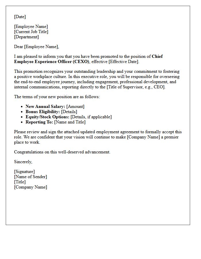 Chief Employee Experience Officer Promotion Letter