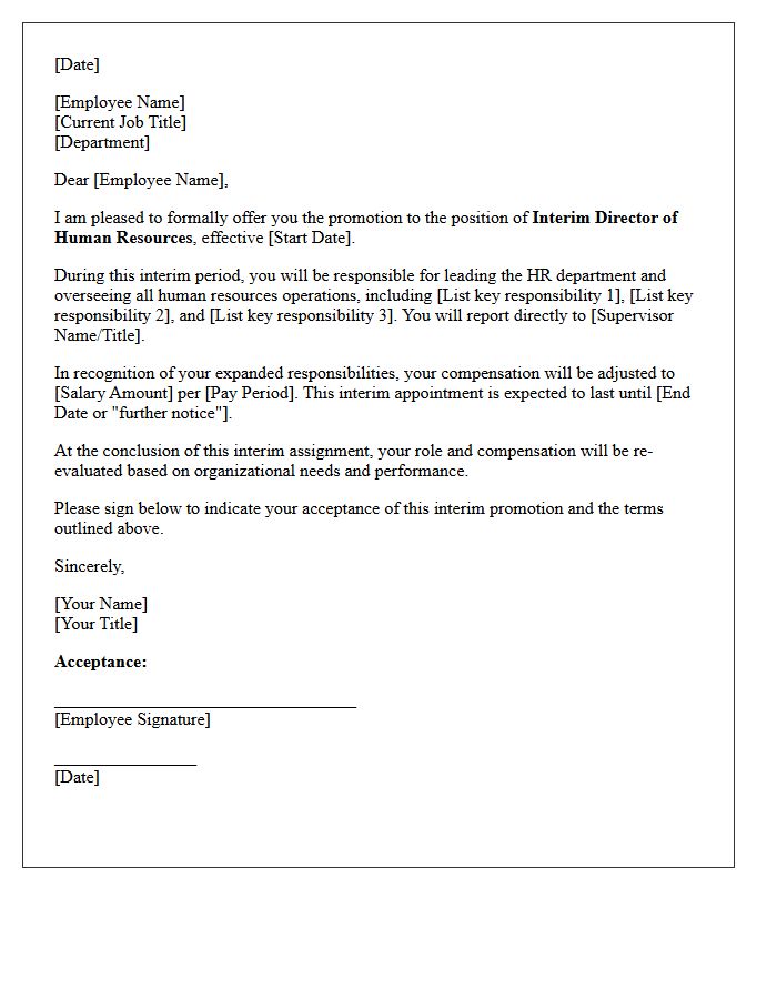 Interim Director of Human Resources Promotion Letter