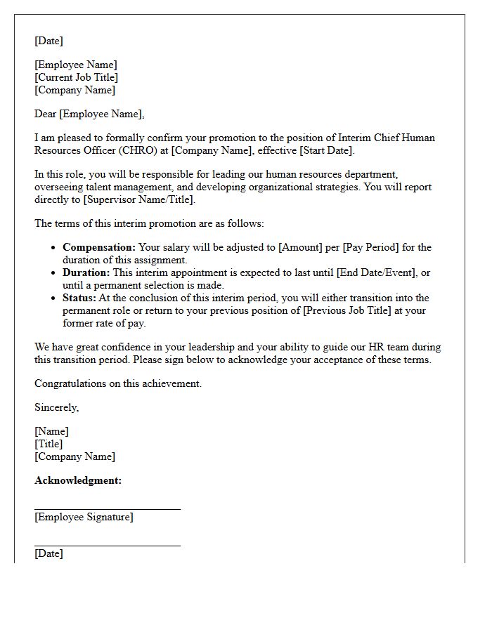 Interim Chief Human Resources Officer Promotion Letter