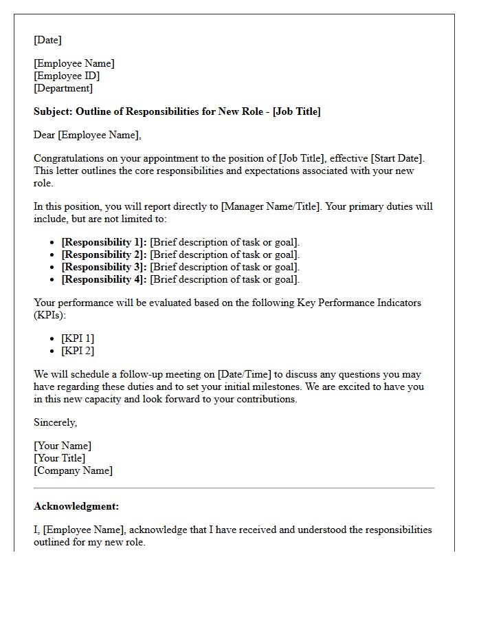 New Role Responsibilities Outline Letter