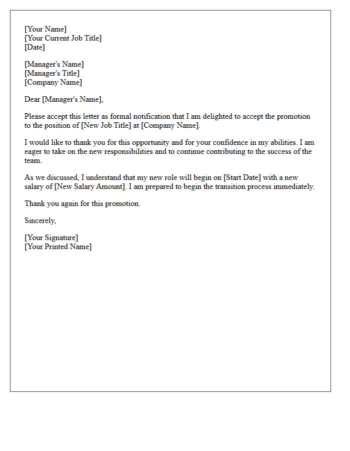 Employee Promotion Acceptance Letter