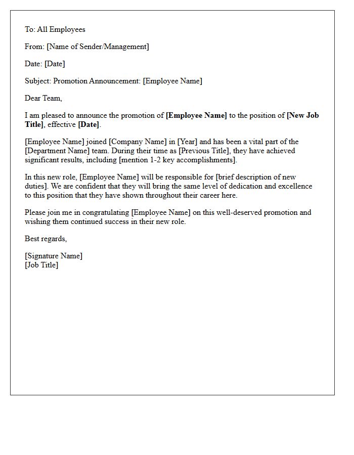 Company-Wide Promotion Announcement Letter
