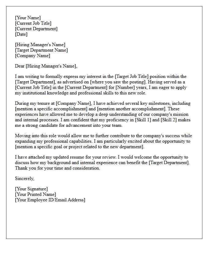 Interdepartmental Role Advancement Letter