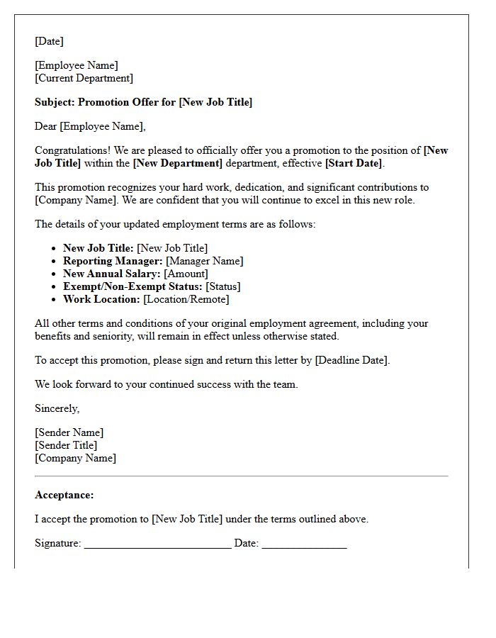 Internal Promotion Offer Letter