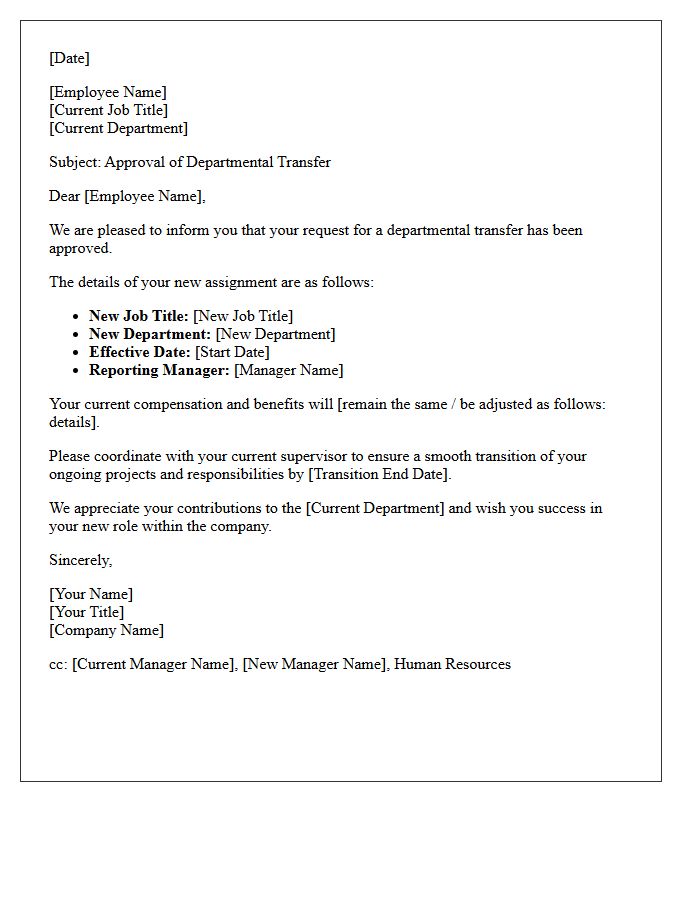 Departmental Transfer Approval Letter