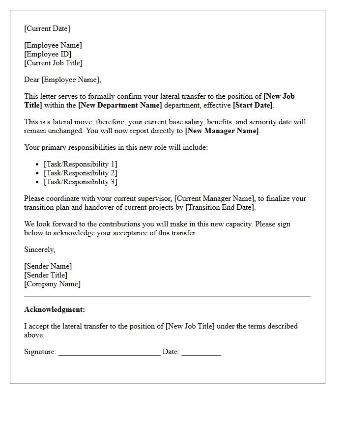 Lateral Role Transfer Letter