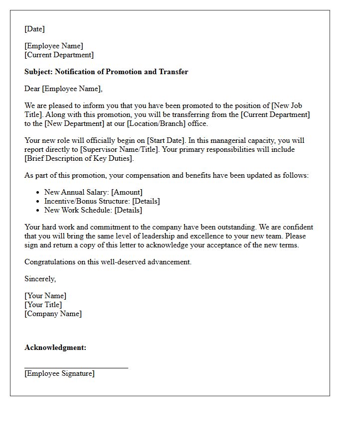 Managerial Promotion And Transfer Letter