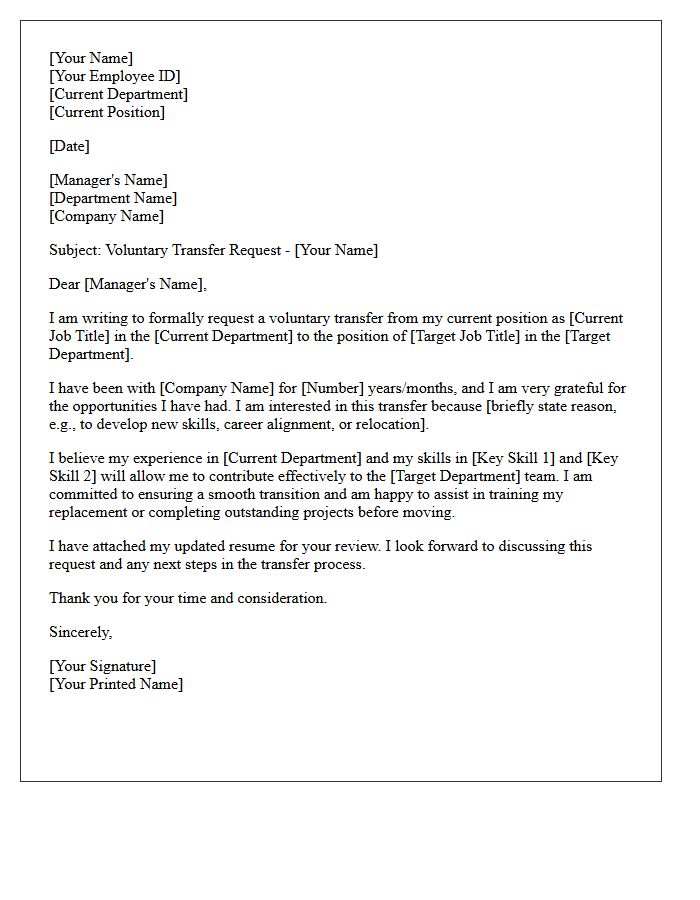 Voluntary Employee Transfer Letter